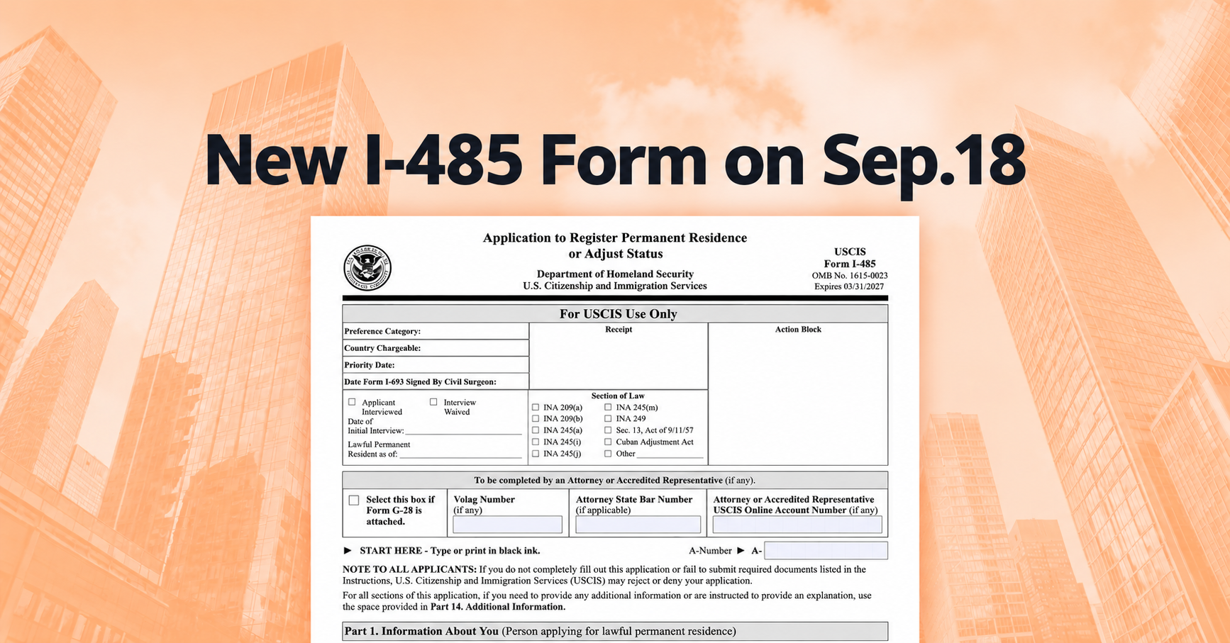 USCIS Is Replacing Form I-485 on September 18, and There’s No Grace Period